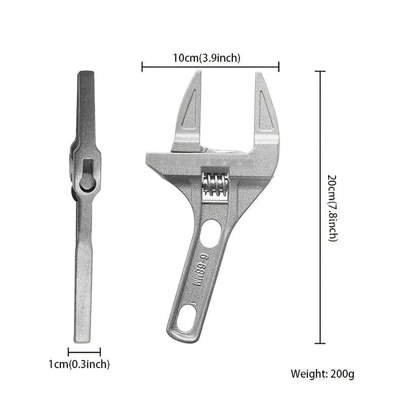 Llave ajustable de baño mini, ajustable, de sujeción fuerte, apertura grande, multifuncional, de aluminio, herramienta de reparación para baño