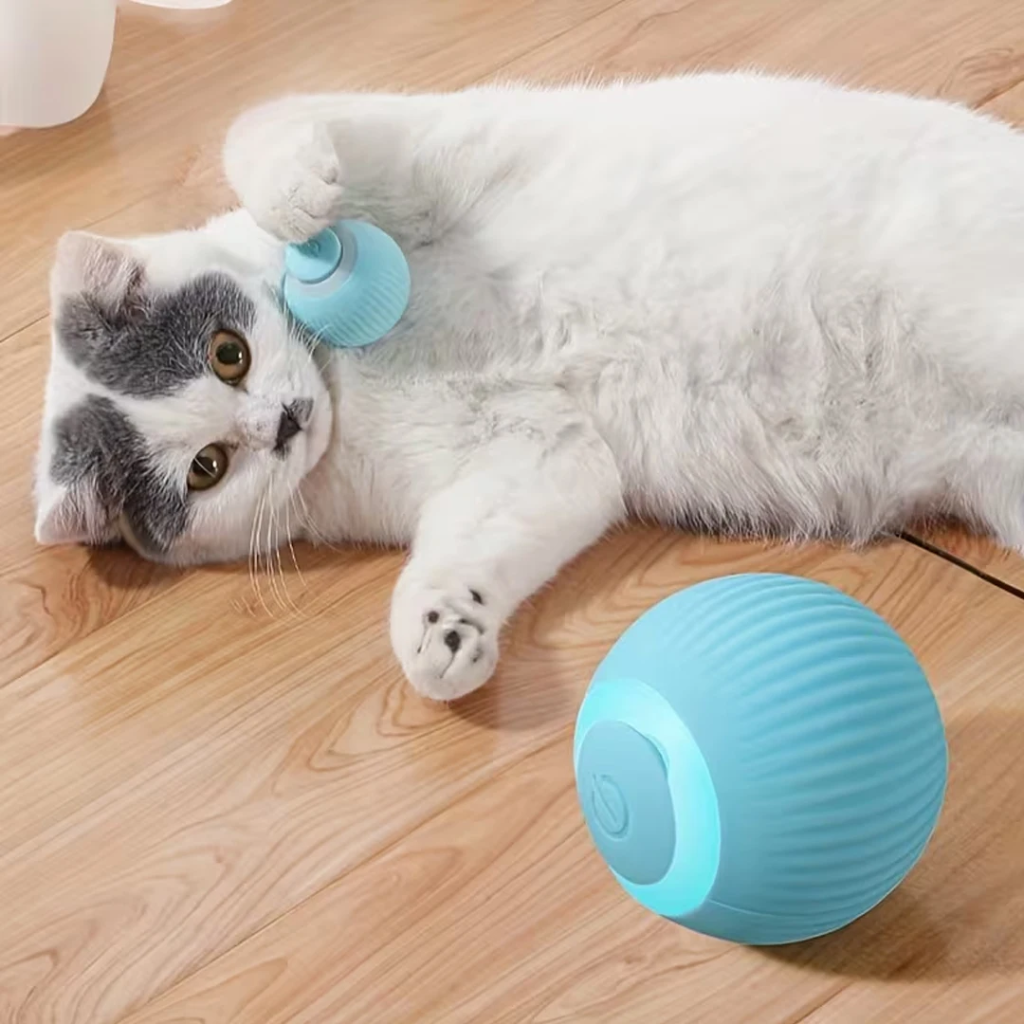 Juguete interactivo para gatos con bola rodante automática, recargable por USB, activado por movimiento, brilla en la oscuridad, bola de silicona segura para todas las mascotas