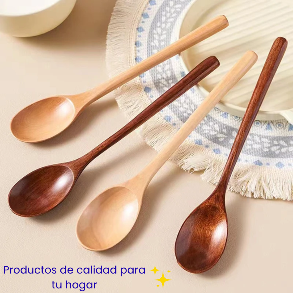 Juego de cucharas de madera, utensilios de cocina para sopa, té, café y miel
