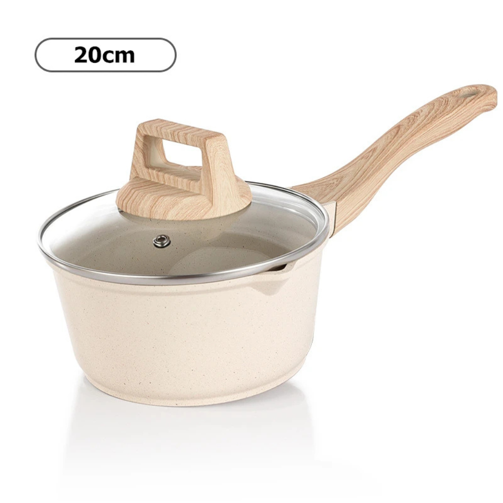 Cazo de Granito Antiadherente con Tapa y Pico Vertedor (2.4 L) — Apto para Todo Tipo de Cocinas