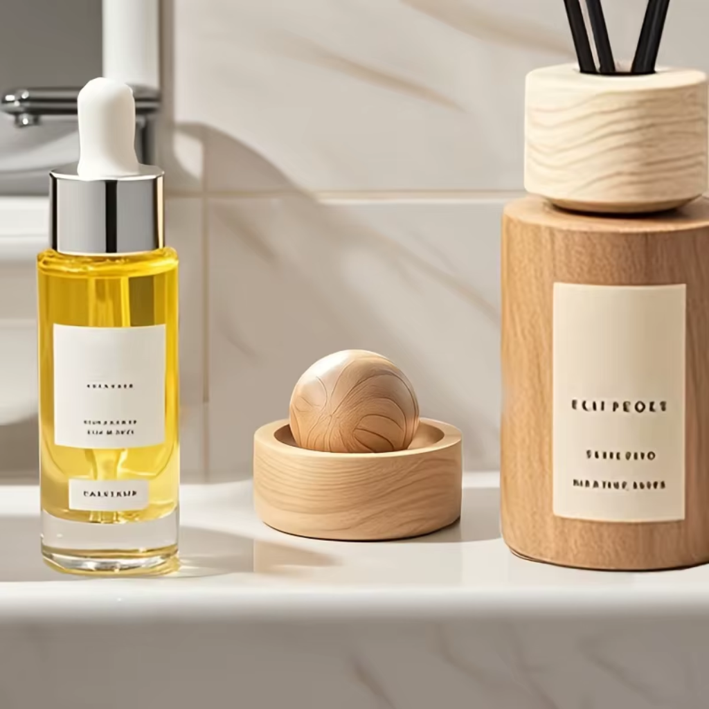 Difusor de aceites esenciales para coche y hogar - Mini difusor de fragancia natural de madera, lindo y adecuado para dormitorio, sala de estar, baño