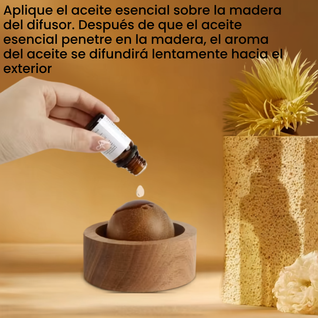 Difusor de aceites esenciales para coche y hogar - Mini difusor de fragancia natural de madera, lindo y adecuado para dormitorio, sala de estar, baño