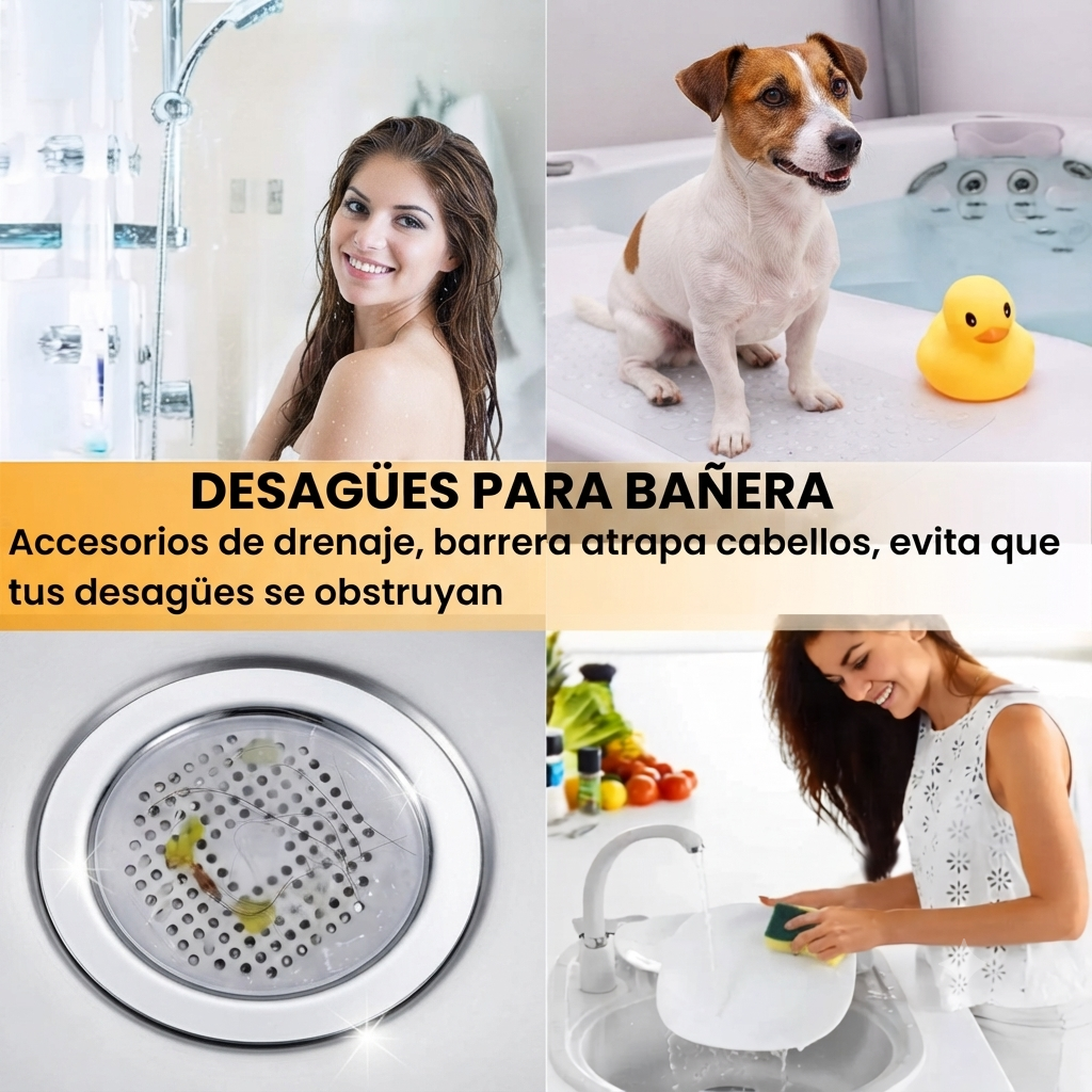 Filtro de Silicona para Desagüe de Cocina y Baño – Atrapa Cabellos y Protector de Fregadero