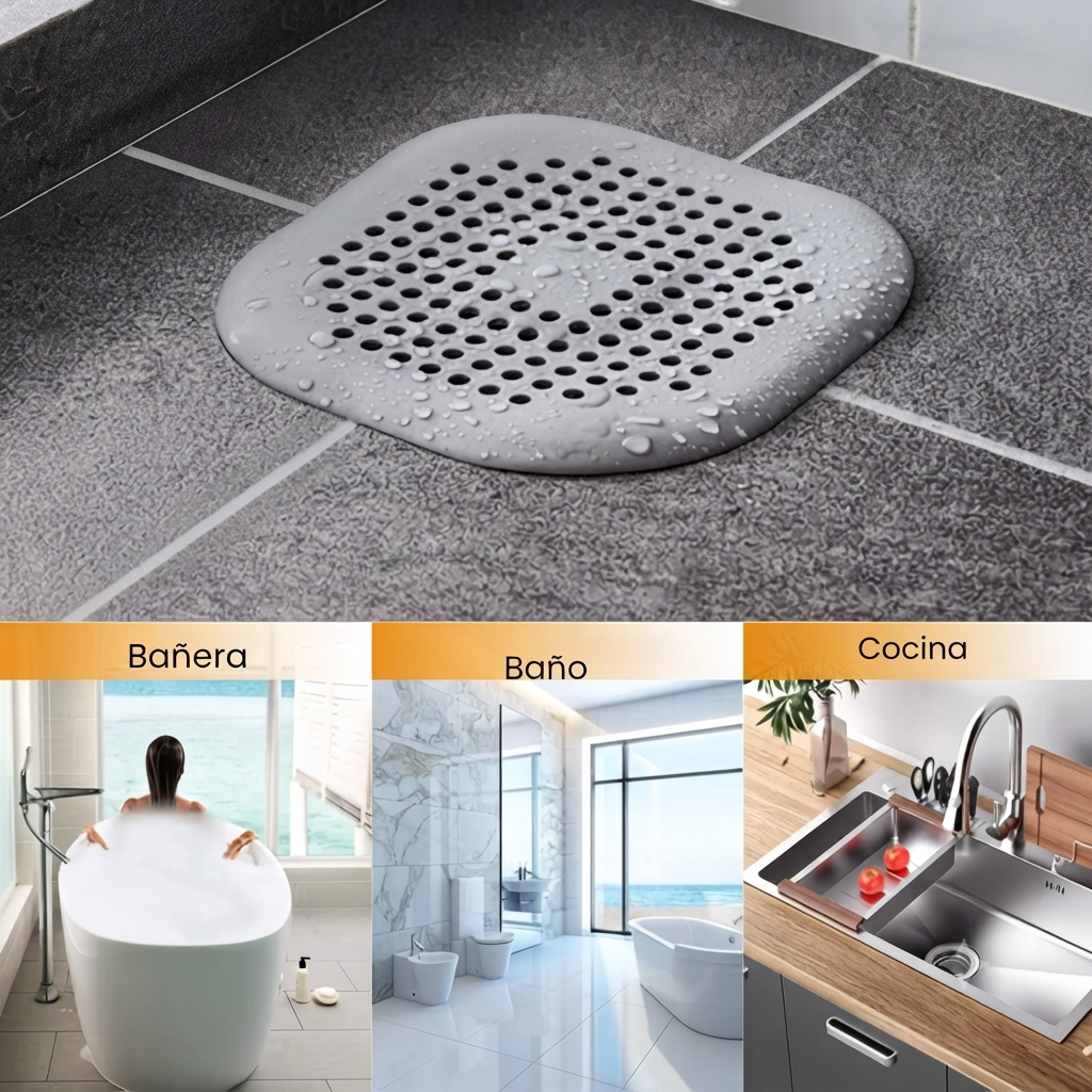 Filtro de Silicona para Desagüe de Cocina y Baño – Atrapa Cabellos y Protector de Fregadero