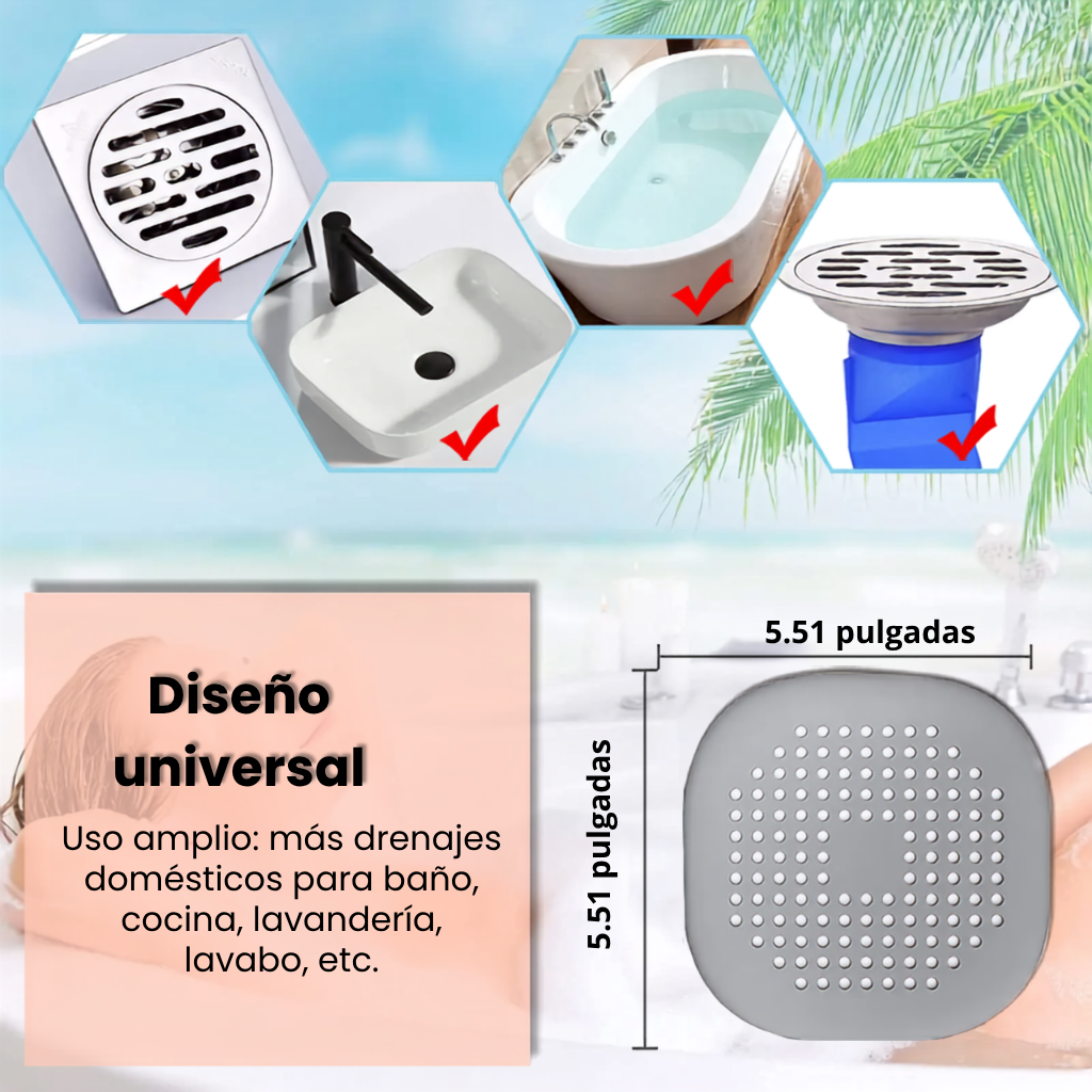 Filtro de Silicona para Desagüe de Cocina y Baño – Atrapa Cabellos y Protector de Fregadero