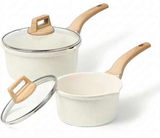 Cazo de Granito Antiadherente con Tapa y Pico Vertedor (2.4 L) — Apto para Todo Tipo de Cocinas