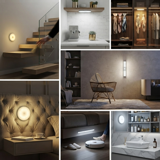 Luz nocturna con sensor de movimiento: lámpara detectora LED inalámbrica para dormitorio, escalera, armario y decoración de habitaciones