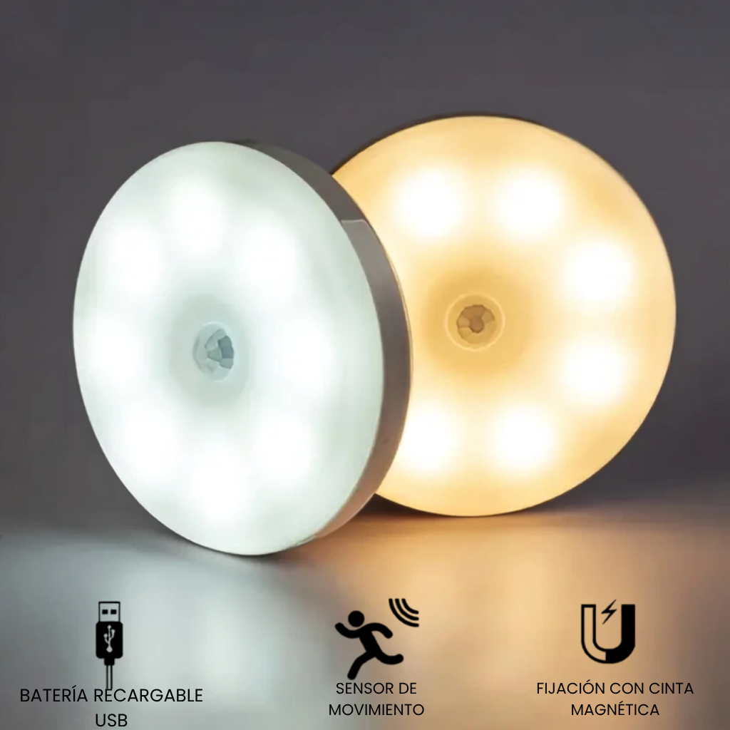 Luz nocturna con sensor de movimiento: lámpara detectora LED inalámbrica para dormitorio, escalera, armario y decoración de habitaciones