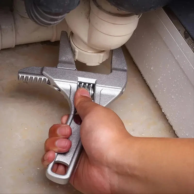 Llave ajustable de baño mini, ajustable, de sujeción fuerte, apertura grande, multifuncional, de aluminio, herramienta de reparación para baño