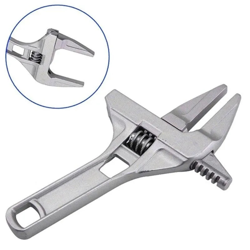 Llave ajustable de baño mini, ajustable, de sujeción fuerte, apertura grande, multifuncional, de aluminio, herramienta de reparación para baño