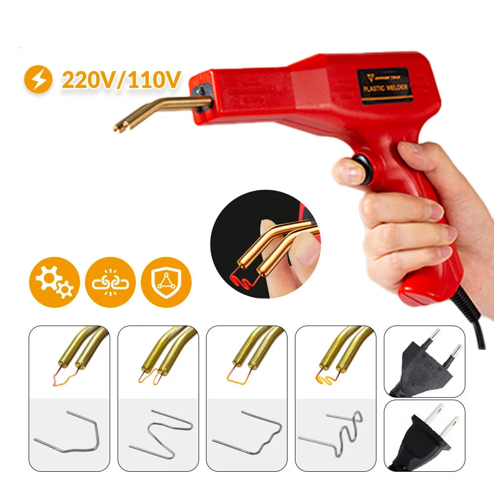 Pistola de Grapas Calientes para Soldadura de Plástico (con 200-800 grapas para reparación de parachoques de coche, kit de herramientas de taller)