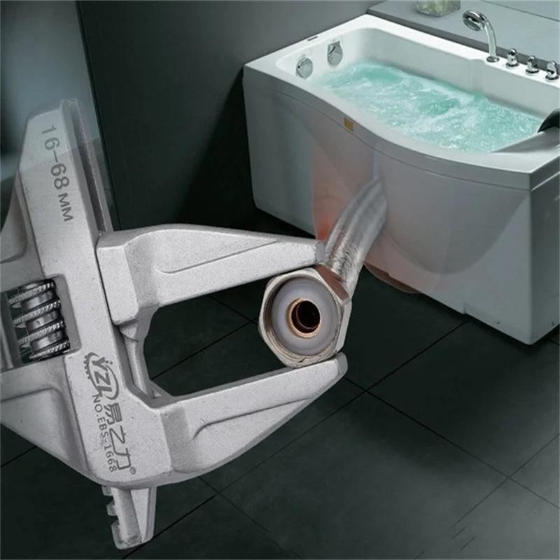 Llave ajustable de baño mini, ajustable, de sujeción fuerte, apertura grande, multifuncional, de aluminio, herramienta de reparación para baño