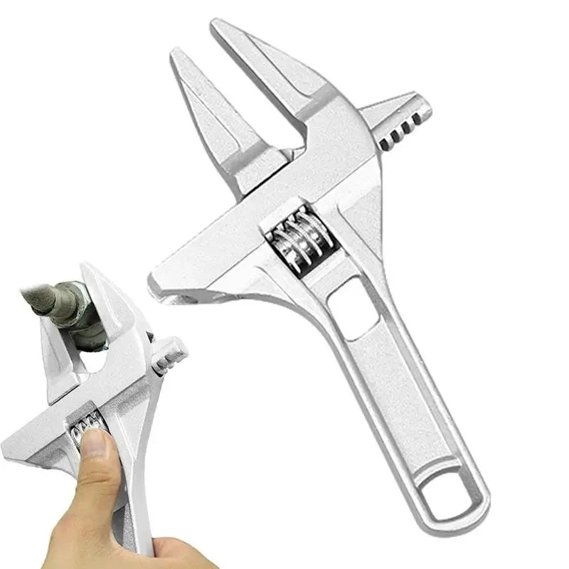 Llave ajustable de baño mini, ajustable, de sujeción fuerte, apertura grande, multifuncional, de aluminio, herramienta de reparación para baño